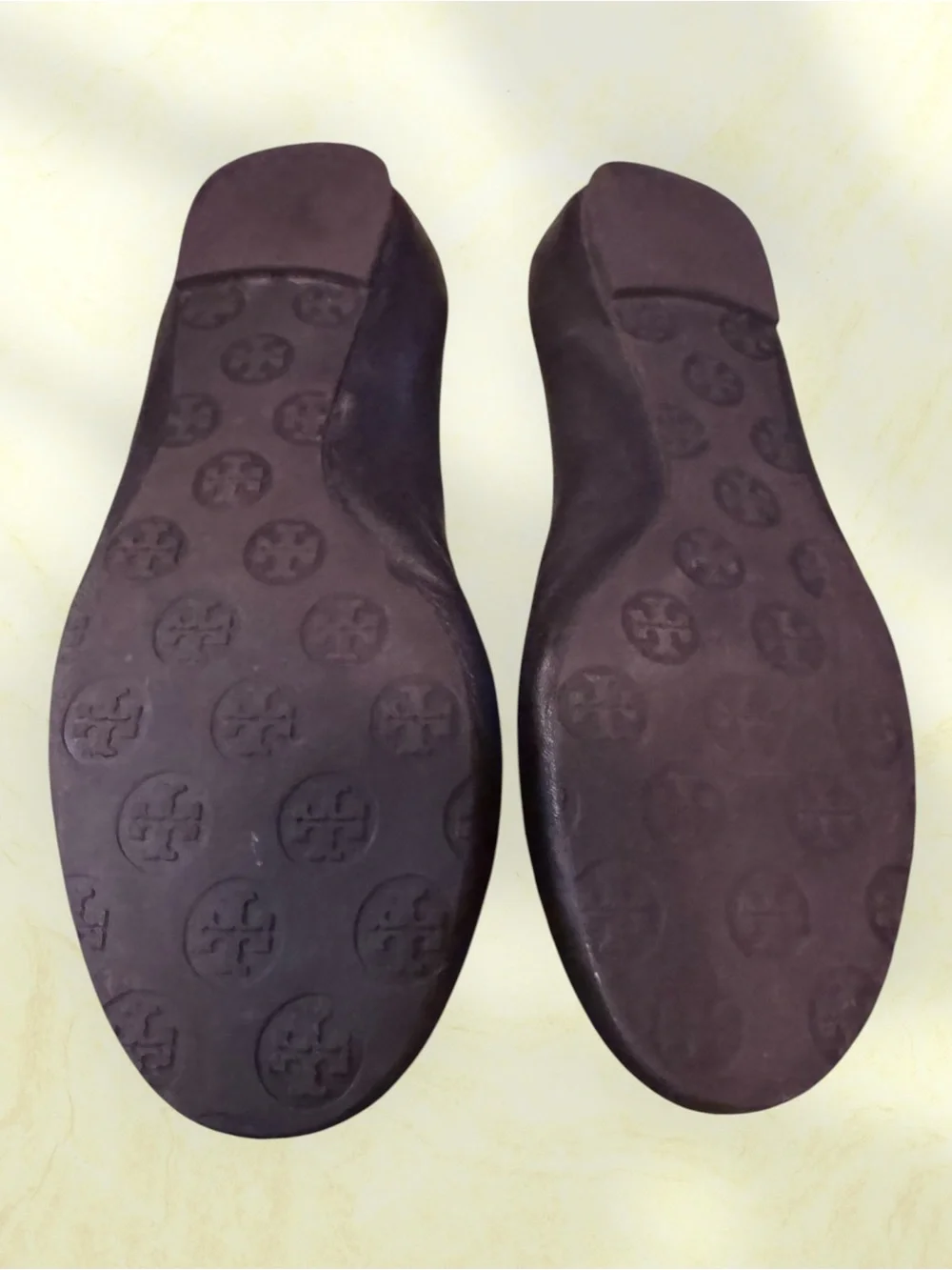 Tory Burch Black Leather Logo Round-Toe Ballet Flats